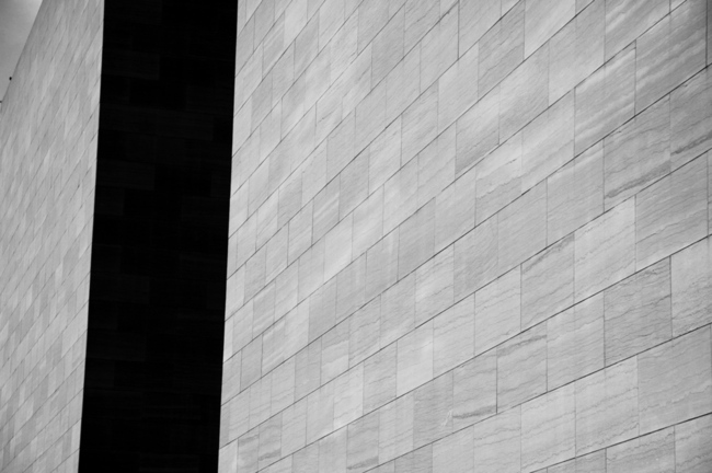 Stark shadows on the sides of one of the Smithsonian buildings