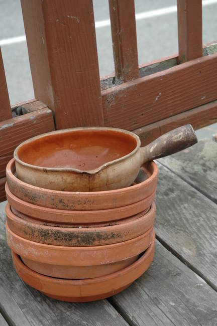 Pottery sits idle on the deck